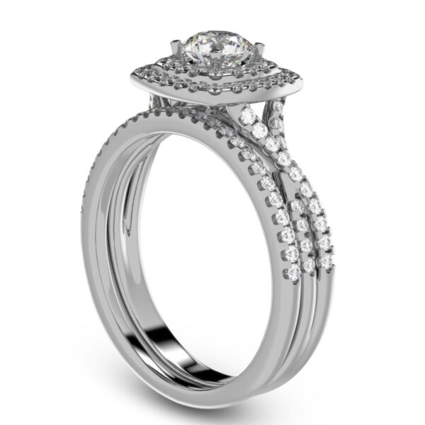 Solitaire Halo Band Ring Made In 18 / 14 / 10 KT Gold Embellished With Certified Lab Diamonds For Wedding And Anniversary Gift For Her
