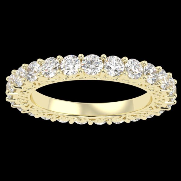 Fully Round Diamond Band Ring Made In 18 / 14 / 10 KT Gold Embellished With Certified Lab Diamonds For Anniversary And Wedding Gift For Her