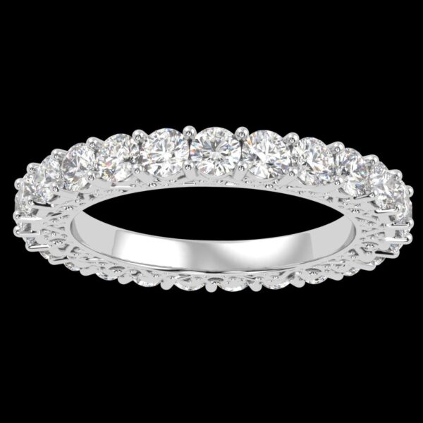 Fully Round Diamond Band Ring Made In 18 / 14 / 10 KT Gold Embellished With Certified Lab Diamonds For Anniversary And Wedding Gift For Her