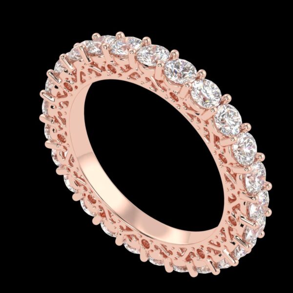 Fully Round Diamond Band Ring Made In 18 / 14 / 10 KT Gold Embellished With Certified Lab Diamonds For Anniversary And Wedding Gift For Her