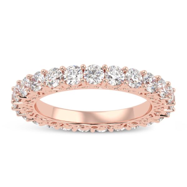 Fully Round Diamond Band Ring Made In 18 / 14 / 10 KT Gold Embellished With Certified Lab Diamonds For Anniversary And Wedding Gift For Her