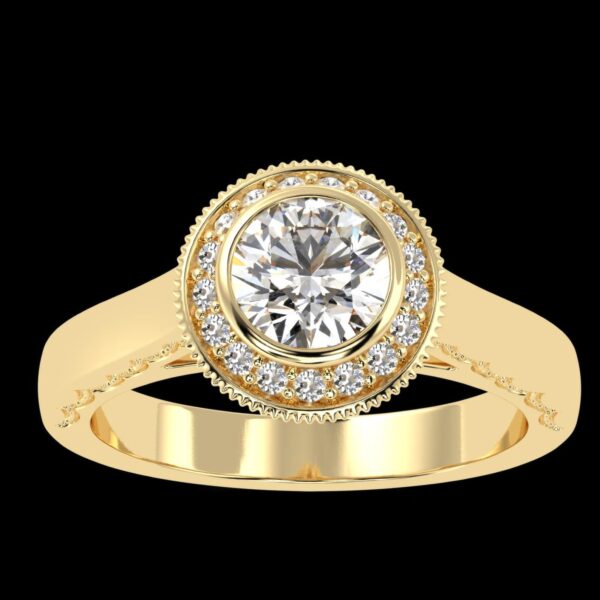 Sparkling Elegance Round Diamond Ring Made In 18 / 14 / 10 KT Gold Embellished With Certified Lab Diamonds For Anniversary And Wedding Gift