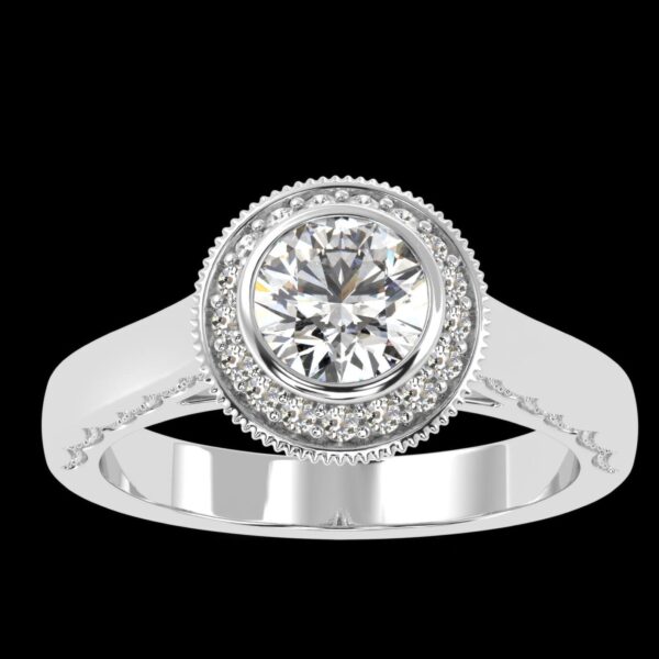 Sparkling Elegance Round Diamond Ring Made In 18 / 14 / 10 KT Gold Embellished With Certified Lab Diamonds For Anniversary And Wedding Gift