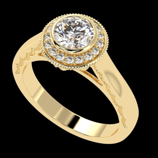 Sparkling Elegance Round Diamond Ring Made In 18 / 14 / 10 KT Gold Embellished With Certified Lab Diamonds For Anniversary And Wedding Gift