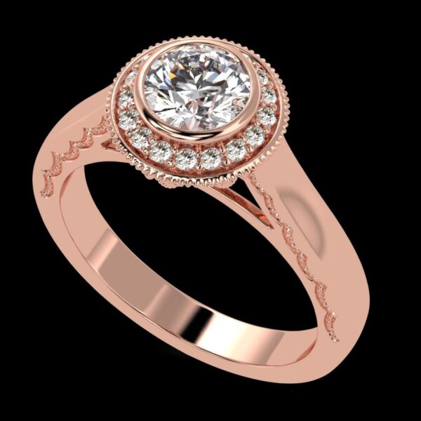 Sparkling Elegance Round Diamond Ring Made In 18 / 14 / 10 KT Gold Embellished With Certified Lab Diamonds For Anniversary And Wedding Gift