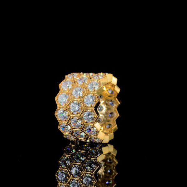 Iced Out Unisex Hip Hop Ring Made In 925 Sterling Silver Embellished With Shinny Moissanite Diamonds For Anniversary And Wedding Gift