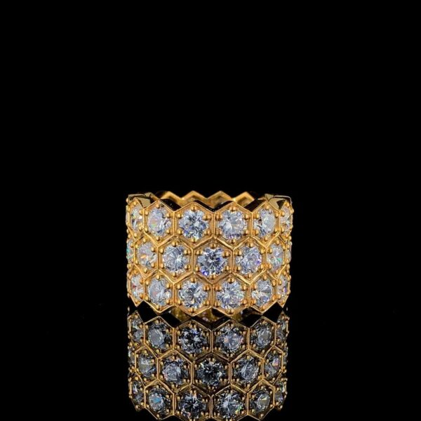 Iced Out Unisex Hip Hop Ring Made In 925 Sterling Silver Embellished With Shinny Moissanite Diamonds For Anniversary And Wedding Gift