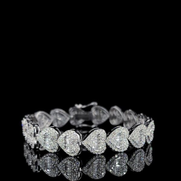 Iced Out Heart Style Bracelet Made In 925 Sterling Silver Embellished With Shinny Moissanite Diamonds For Birthday Gift For Her