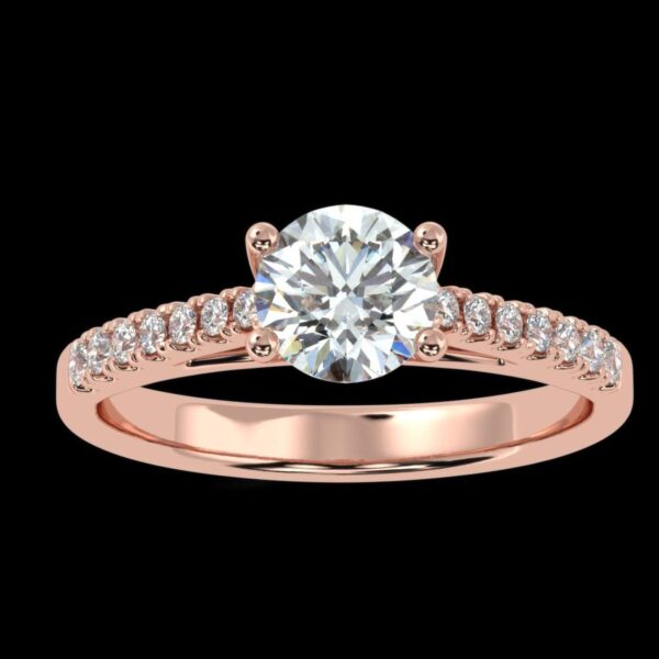 Solitaire Diamond Ring Made In 18 / 14 / 10 KT Gold Embellished With Certified Lab Diamonds For Anniversary And Wedding Gift For Her