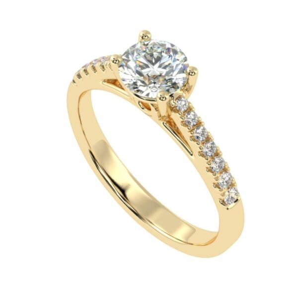 Solitaire Diamond Ring Made In 18 / 14 / 10 KT Gold Embellished With Certified Lab Diamonds For Anniversary And Wedding Gift For Her