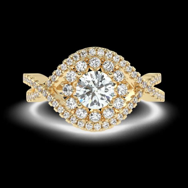 Twisted Style Diamond Ring Made In 18 / 14 / 10 KT Gold Embellished With Certified Lab Diamonds For Anniversary And Wedding Gift For Her