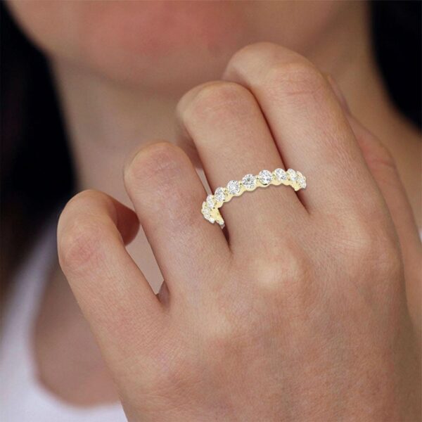 Round Cut Eternity Diamond Ring Made In 18 / 14 / 10 KT Gold Embellished With Certified Lab Diamond For Anniversary And Wedding Gift For Her