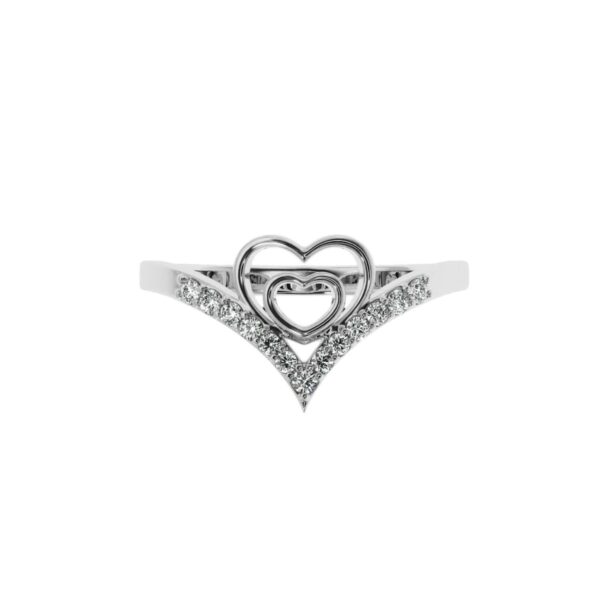 Double Heart Gold Ring Made In 18/14/10 KT Gold Embellished With Certified Lab Diamonds For Wedding And Anniversary Gift For Special Person