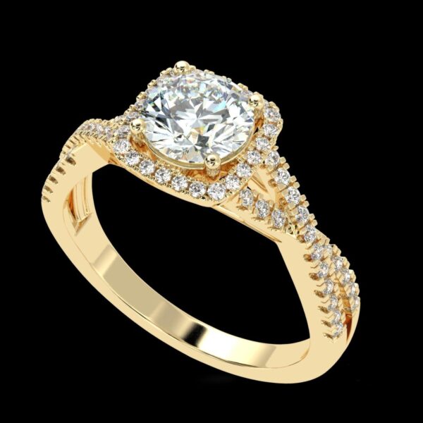 Unique Style Solitaire Ring Made In 18 / 14 / 10 KT Gold Embellished With Certified Lab Diamonds For Wedding And Anniversary Gift For Her