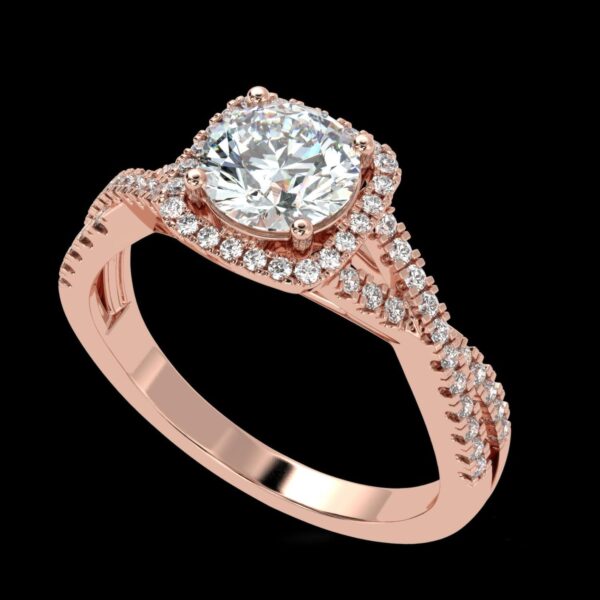 Unique Style Solitaire Ring Made In 18 / 14 / 10 KT Gold Embellished With Certified Lab Diamonds For Wedding And Anniversary Gift For Her