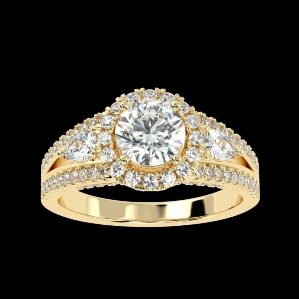 Split Shank Halo Ring Made In 18 / 14 / 10 KT Gold Embellished With Certified Lab Diamonds For Wedding And Anniversary Gift For Her