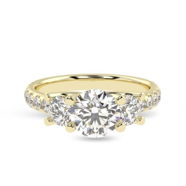 Round Diamond Ring Made In 18 / 14 / 10 KT Gold Embellished With Certified Lab Diamonds For Anniversary And Wedding Gift For Her