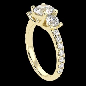 Round Diamond Ring Made In 18 / 14 / 10 KT Gold Embellished With Certified Lab Diamonds For Anniversary And Wedding Gift For Her