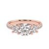 Round Diamond Ring Made In 18 / 14 / 10 KT Gold Embellished With Certified Lab Diamonds For Anniversary And Wedding Gift For Her