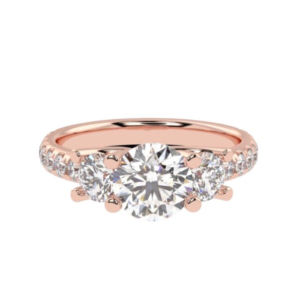 Round Diamond Ring Made In 18 / 14 / 10 KT Gold Embellished With Certified Lab Diamonds For Anniversary And Wedding Gift For Her