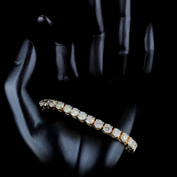 Iced Out 5 MM Round Tennis Bracelet Made In 10 KT Gold Embellished With Shinny Moissanite Diamond For Birthday And Anniversary Gift For Her