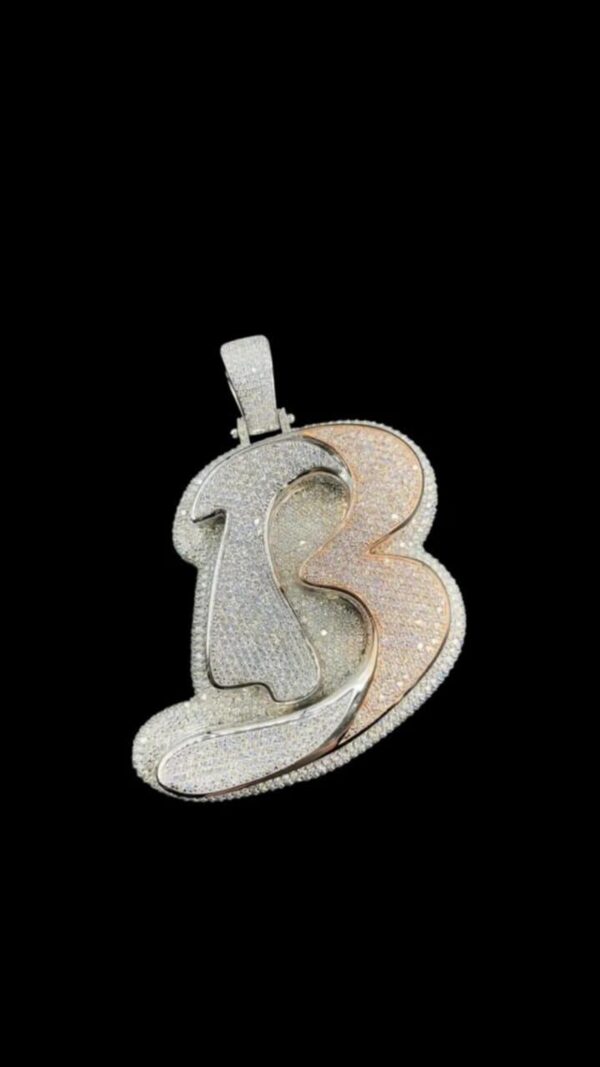 Iced Out Any Initial Letter 3'' Long Pendant Made in 925 Sterling Silver Embellished With Shinny Moissanite Diamonds For Birthday Gift