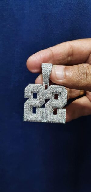 Iced Out Any Lucky Number Made In 925 Sterling Silver Embellished With Shinny Moissanite Diamonds For Birthday And Memorial Gift