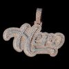 1.5" Long 3" Wide Name Customized Pendant Made In 925 Sterling Silver Embellished With Shinny Moissanite Diamond For Birthday And Party Gift