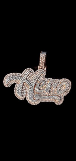 1.5" Long 3" Wide Name Customized Pendant Made In 925 Sterling Silver Embellished With Shinny Moissanite Diamond For Birthday And Party Gift