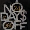 3.5" Long 2.75" Wide No Days Off Iced Out Pendant Made In 925 Sterling Silver Embellished With Shiny Moissanite Diamonds For Birthday Gift