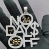3.5" Long 2.75" Wide No Days Off Iced Out Pendant Made In 925 Sterling Silver Embellished With Shiny Moissanite Diamonds For Birthday Gift