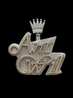Iced Out Customized 2.5" Long 2" Wide Pendant With Any Name Made in 925 Sterling Silver Embellished With Shiny Moissanite Diamonds For Gift