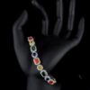 Multi Color Stone Diamond Bracelet Made In 925 Sterling Silver Embellished With Shinny Moissanite Diamonds For Birthday And Anniversary Gift