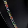 Multi Color Stone Diamond Necklace Made In 925 Sterling Silver Embellished With Shinny Moissanite Diamond For Birthday And Anniversary Gift