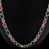 Multi Color Stone Diamond Necklace Made In 925 Sterling Silver Embellished With Shinny Moissanite Diamond For Birthday And Anniversary Gift