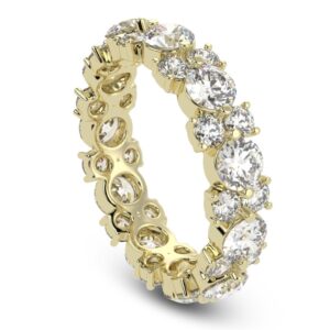 Diamond Gold Ring Made In 18 / 14 / 10 KT Gold Embellished With Certified Lab Diamonds For Anniversary And Wedding Gift For Her
