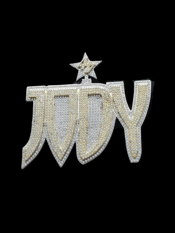 2.5" Long 4" Wide Customized Any Name Pendant Made In 925 Sterling Silver Embellished With Shinny Moissanite Diamonds For Birthday Gift