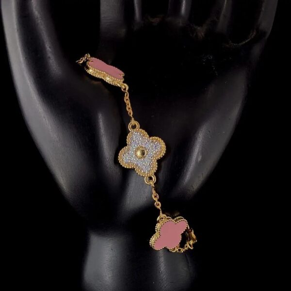 Classic Flower Bracelet Available In Three Different Colors Made In 18 / 14 / 10 KT Gold Embellished With Certified Lab Diamonds For Gift