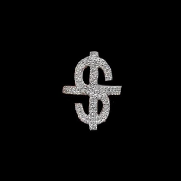 Iced Out Dollar Style Ring Made in 925 Sterling Silver Embellished With Shinny Moissanite Diamonds For Birthday And Memorial And Unisex Gift