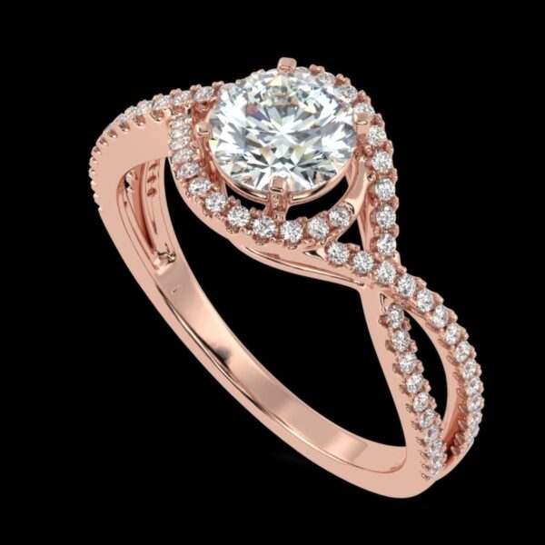 Infinity Round Diamond Ring Made In 18 / 14 / 10 KT Gold Embellished With Certified Lab Diamonds For Wedding And Anniversary Gift For Her