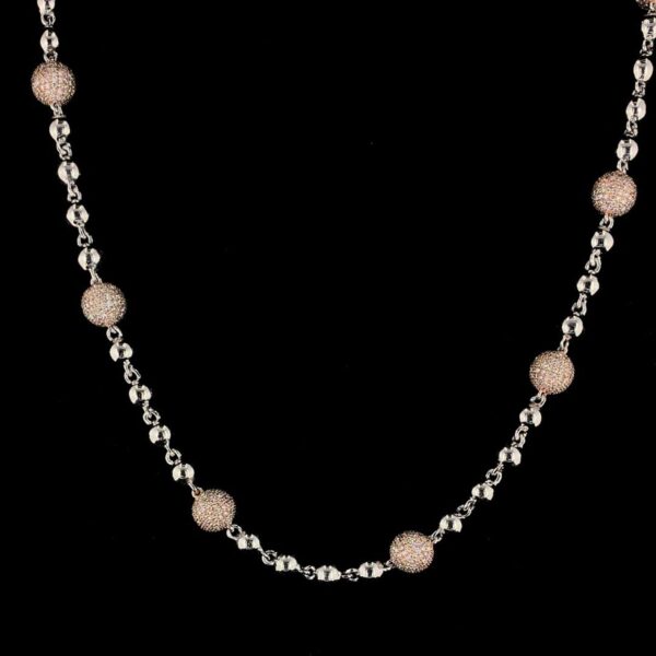 Beaded Iced Out Diamond Necklace Made In 925Sterling Silver Studded With Shinny Moissanite Diamond For Birthday And Anniversary Gift For Her
