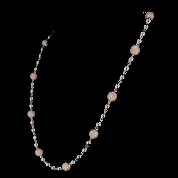 Beaded Iced Out Diamond Necklace Made In 925Sterling Silver Studded With Shinny Moissanite Diamond For Birthday And Anniversary Gift For Her
