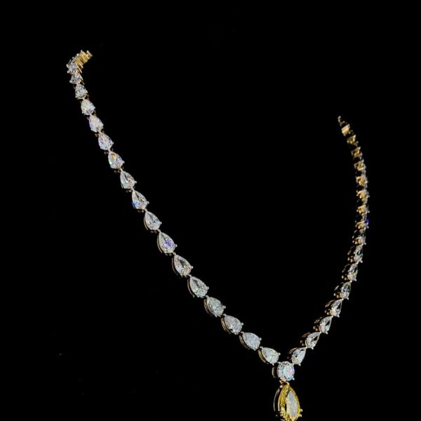 Pear Diamond Necklace Made In 18 / 14 / 10 KT Gold Embellished With Certified Lab Diamonds For Birthday And Anniversary Gift For Her