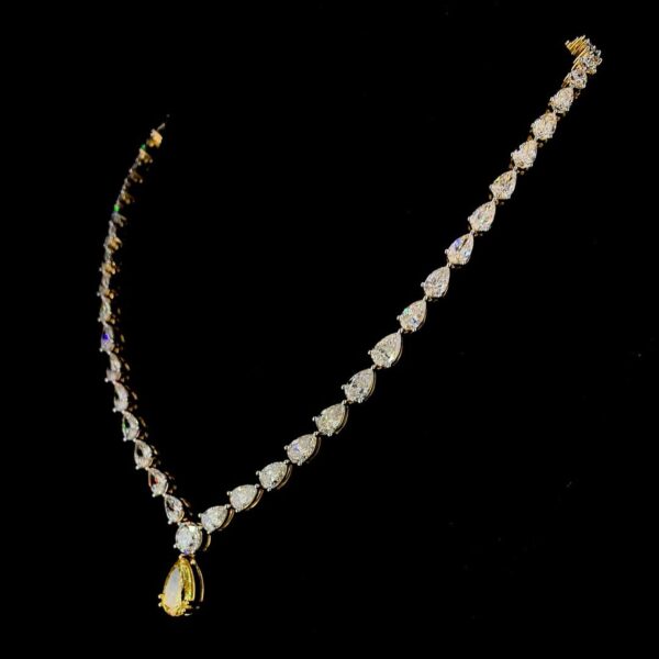 Pear Diamond Necklace Made In 18 / 14 / 10 KT Gold Embellished With Certified Lab Diamonds For Birthday And Anniversary Gift For Her
