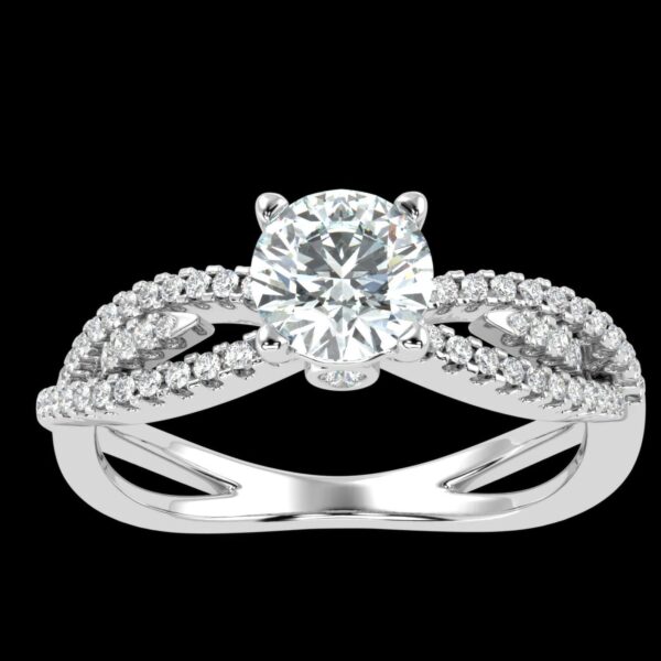 Solitaire Round Diamond Twisted Ring Made In 18 / 14 / 10 KT Gold Embellished With Certified Lab Diamonds For Wedding And Anniversary Gift