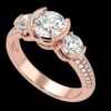 Three Stone Engagement Ring Made In 18 / 14 / 10 KT Gold Embellished With Certified Lab Diamonds For Anniversary And Wedding Gift For Her