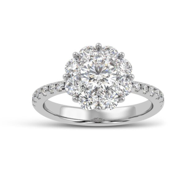 Flower Style Round Diamond Ring Made In 18 / 14 /10 KT Gold Embellished With Certified Lab Diamonds For Anniversary And Wedding Gift For Her