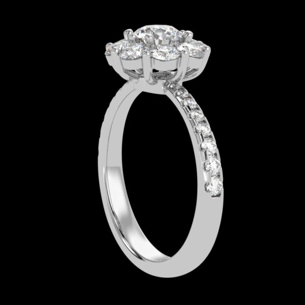 Flower Style Round Diamond Ring Made In 18 / 14 /10 KT Gold Embellished With Certified Lab Diamonds For Anniversary And Wedding Gift For Her