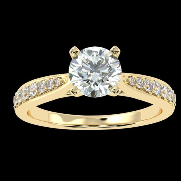 Solitaire Round Diamond Wedding Ring Made In 18 / 14 / 10 KT Gold Embellished With Certified Lab Diamonds For Wedding And Anniversary Gift