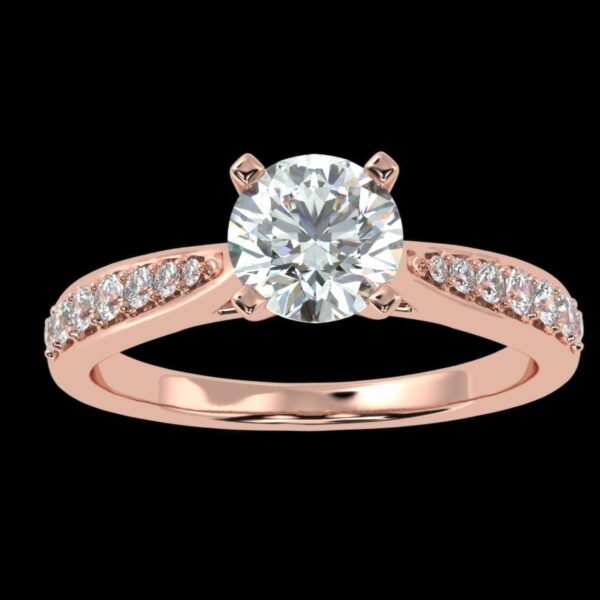 Solitaire Round Diamond Wedding Ring Made In 18 / 14 / 10 KT Gold Embellished With Certified Lab Diamonds For Wedding And Anniversary Gift